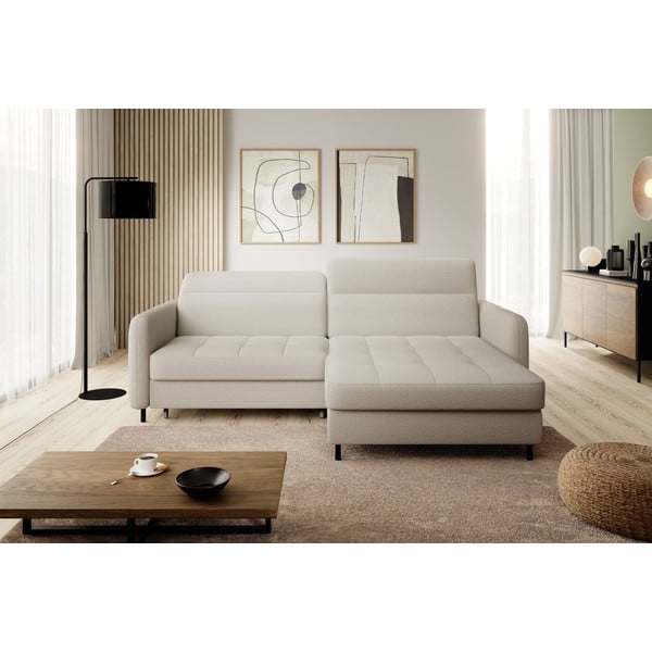 Beež bouclé-kangast lahtikäiv/sahtliga nurgadiivan (parem nurk/lamamisosaga) Gomsi – ELTAP-image-3