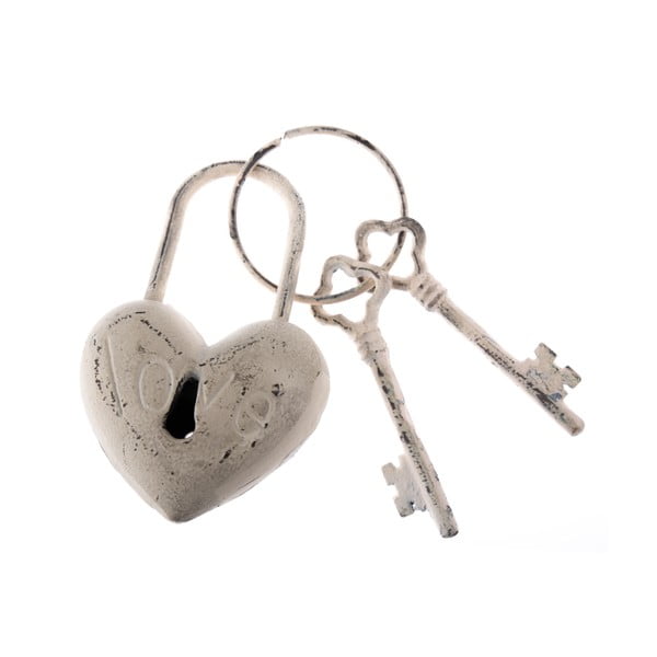 Valge dekoratiivsed malmist võtmed Heart Rustico - Dakls