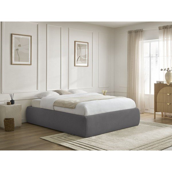 Tumehall polsterdatud kaheinimesevoodi koos panipaiga ja voodipõhjaga, ilma peatsita 160x200 cm Inera - Bobochic Paris-image-1