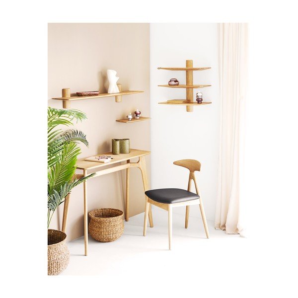 Kahekordne riiul heledast naturaalsest tammepuust 55 cm Calcata - House Nordic-image-2