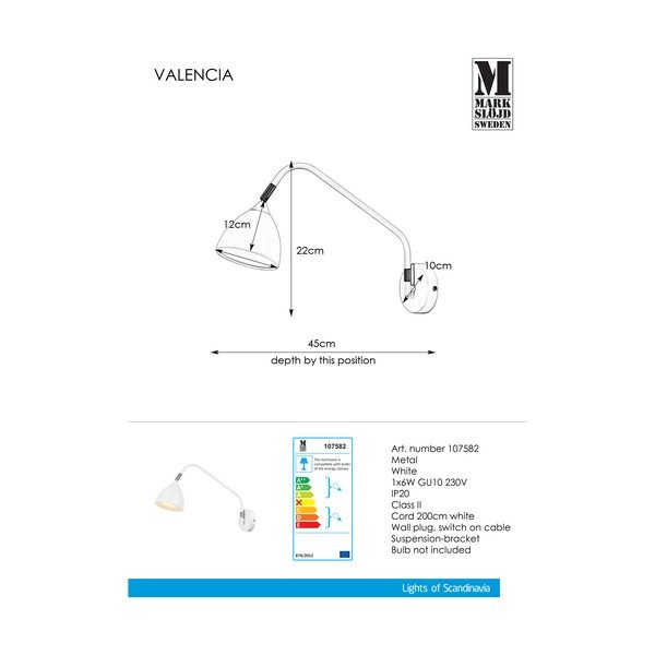 Valge seinalamp Valencia - Markslöjd-image-2