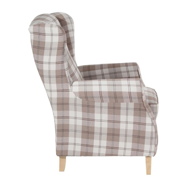 Beeži ruuduline kõrvadega vintage tugitool Lorris - Max Winzer-image-2