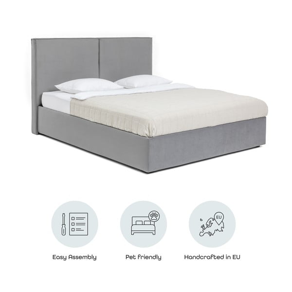 Hall polsterdatud kaheinimesevoodi koos voodipõhja ja panipaigaga 160x200cm Thessa Bold - Bonami Selection-image-4