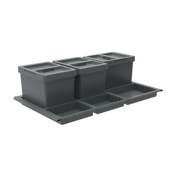 Hall plastprügikast 3x12 l sorteeritud jäätmete jaoks/sisseehitatud Metropolis Flip-up - Elletipi