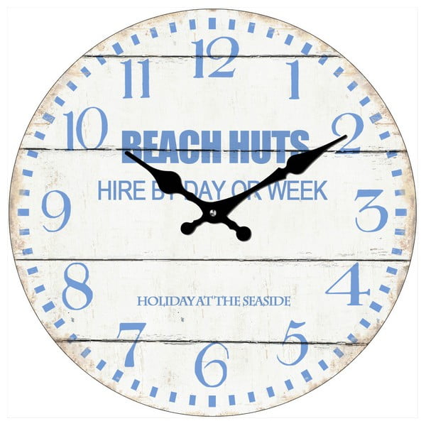 Skleněné hodiny Beach Huts, 34 cm