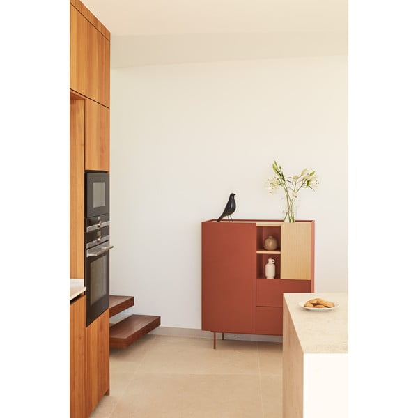 Tellise-puiduvärvi tammedekooriga kõrge kummut 100x120 cm Otto - Teulat-image-1