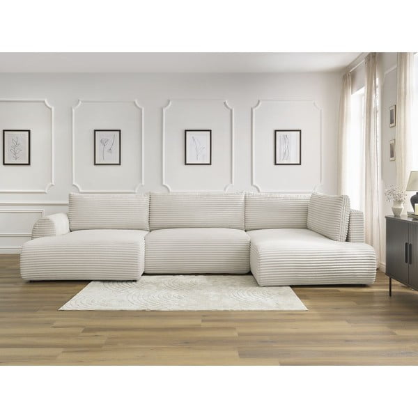 Kreem velvetist nurgadiivanvoodi (vasak nurk/U) Lucien - Bobochic Paris-image-1