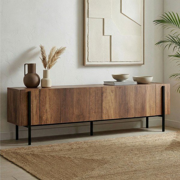 Tume naturaalses toonis pähklipuust televiisorilaud 180x45x30 cm Nexus - Kalune Design-image-2