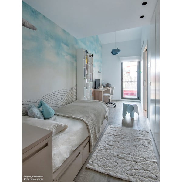 Kreem pestav käsitsi kootud puuvillane laste vaip 90x130 cm Clouds - Lorena Canals-image-4