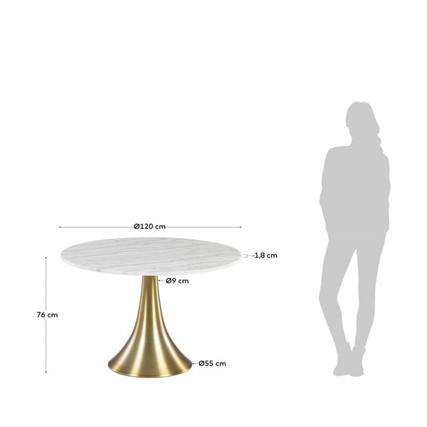 Valge ümmargune söögilaud marmorist , ø 120 cm Oria - Kave Home-image-2