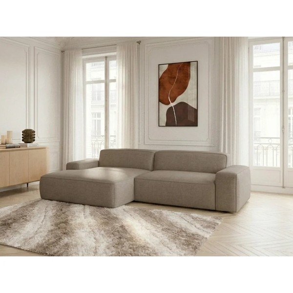 Hallikaspruun diivanvoodi/elektrilise istmepikendusega nurgadiivan (vasak nurk) Abel - Bobochic Paris-image-1
