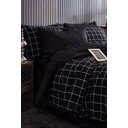 Must 4-osaline pikendatud voodipesu kaheinimesevoodile koos linaga 200x220 cm Geometric - Mila Home