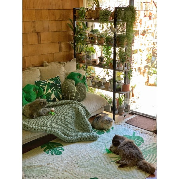 Roheline-kreem pestav käsitsi kootud puuvillane laste vaip 140x200 cm Tropical Green - Lorena Canals-image-3