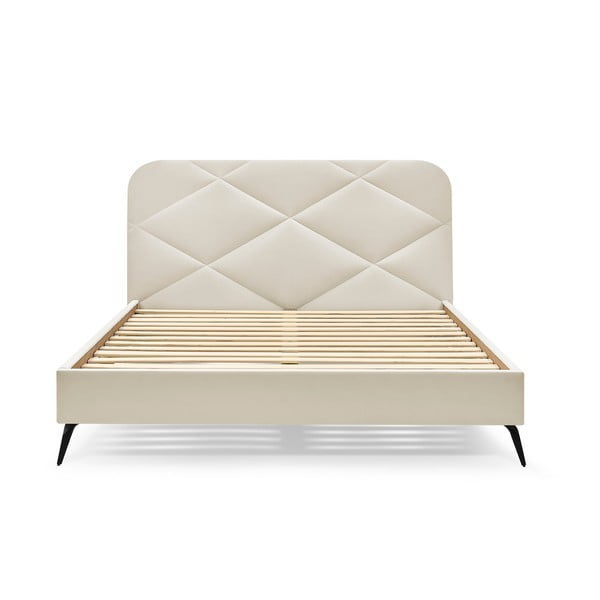 Beež polsterdatud kaheinimesevoodi 160x200 cm Prune - Bobochic Paris-image-3