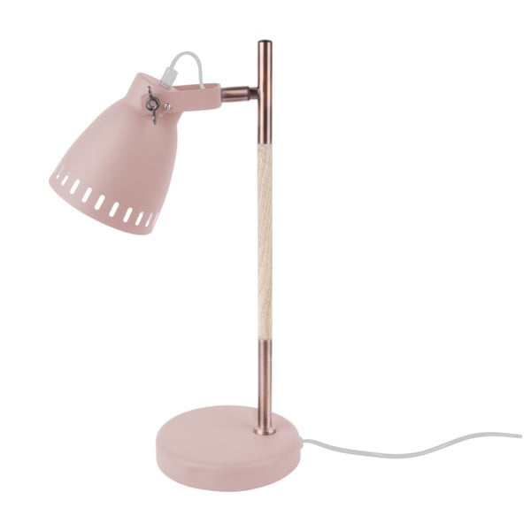 Růžová stolní lampa s detaily v měděné barvě Leitmotiv Mingle