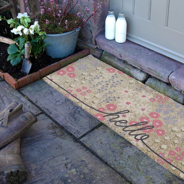 Kookoskiududest uksematt 40x120 cm Hello Scribbly Floral - Artsy Doormats-image-2