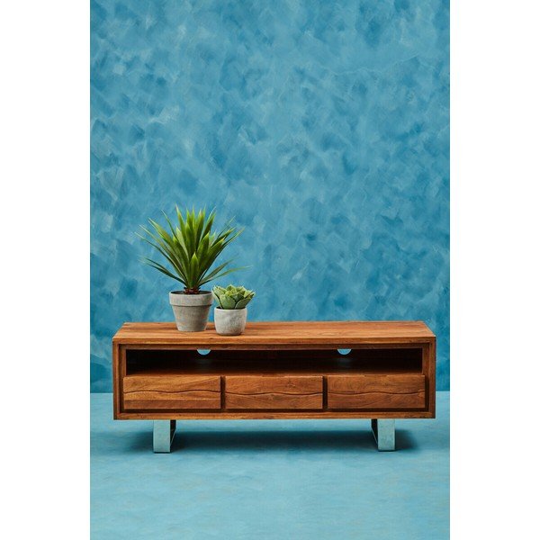 Tumeda naturaalse värvi akaatsiapuidust televiisorilaud 140x52x50 cm Simla - Premier Housewares-image-1