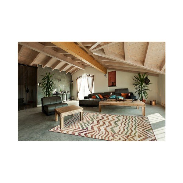 Beeži ja veini viskoosist vaip Belga Zig Zag, 70 x 220 cm - Universal-image-2