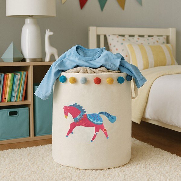 Valgest riidest laste mänguasjakorv ø 38x48 cm Mimo Eclectic Horse - Premier Housewares-image-2