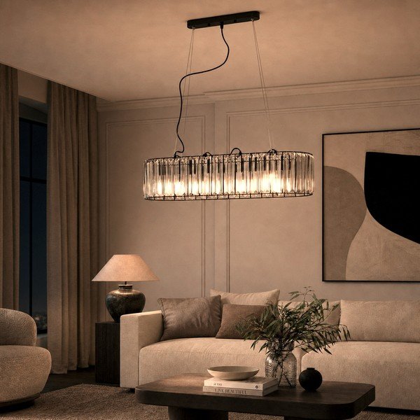 Metallist ripplamp klaasist varjuga Akiko - Premier Housewares-image-1