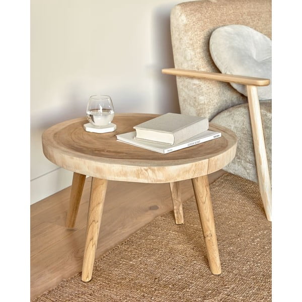 Ümmargune küljelaud mungguri täispuidust ø 65 cm Wellcres – Kave Home-image-1