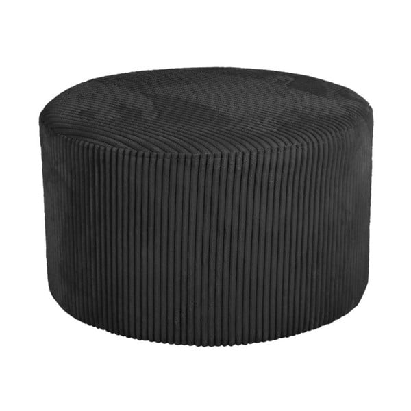 Černý manšestrový puf Leitmotiv Glam, ⌀ 52 cm