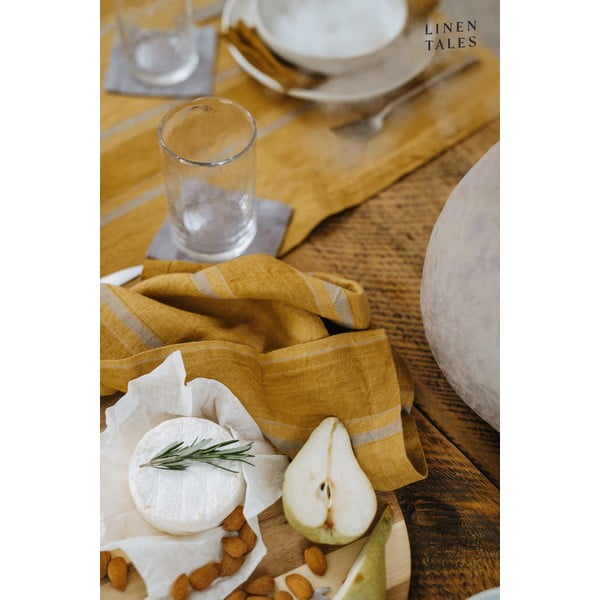 Linane laudlina 140x140 cm Amber Bronze Stripes - Linen Tales-image-3