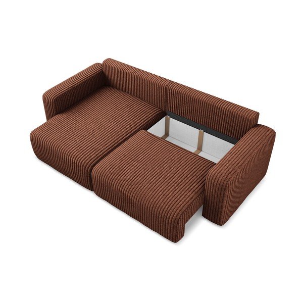 Korduroiddiivanvoodi/panipaigaga nurgadiivan terrakota värvi (vasak nurk/diivanvoodiga) Kona - Makamii-image-4