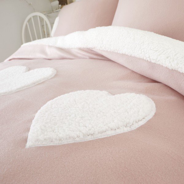 Roosa villane voodipesu südamemotiiviga , 135 x 200 cm Cosy Heart - Catherine Lansfield-image-2