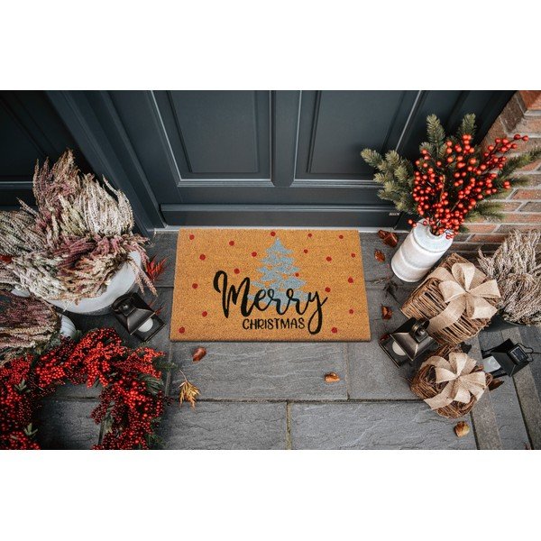 Kookoskiududest jõulumotiividega uksematt 40x70 cm Silver Christmas – Hanse Home-image-1