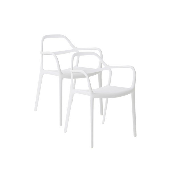 Valged plastmassist söögitoolid käetugedega/virnastatavad, 2 tk komplektis Karlaby - Jotex