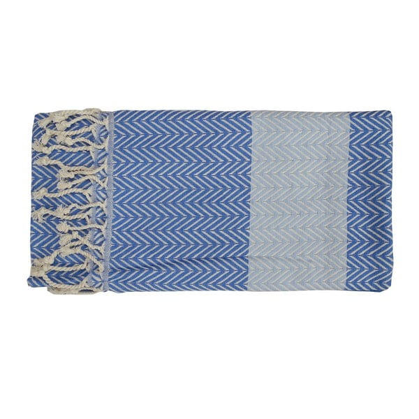 Modrá ručně tkaná osuška z prémiové bavlny Homemania Damla Hammam, 100 x 180 cm