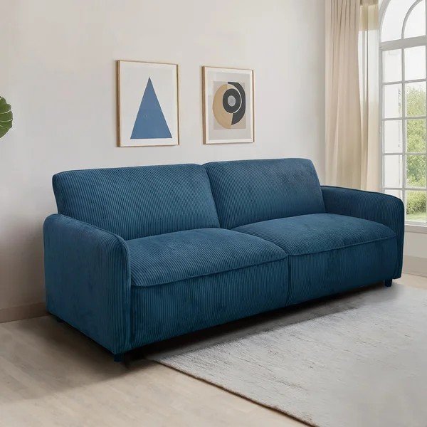 Sinine velvetist lamav/kokkupandav diivan 209 cm Alicia - Støraa-image-1