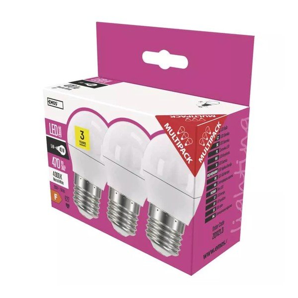Neutraalsed LED-pirnid 3 tk E27, 5 W - EMOS-image-1