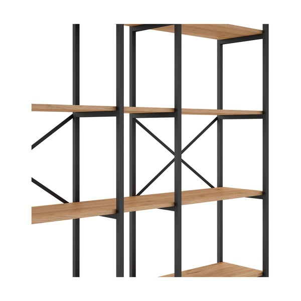 Must/loomulik tammepuust riiul 144x175 cm Dusan - Marckeric-image-4