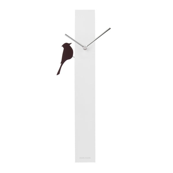 Bílé nástěnné hodiny Karlsson Woodpecker, délka 60 cm