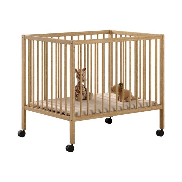 Pöögipuidust reguleeritava kõrguse/ratastega mänguaedik 95x75 cm Dino - Vipack