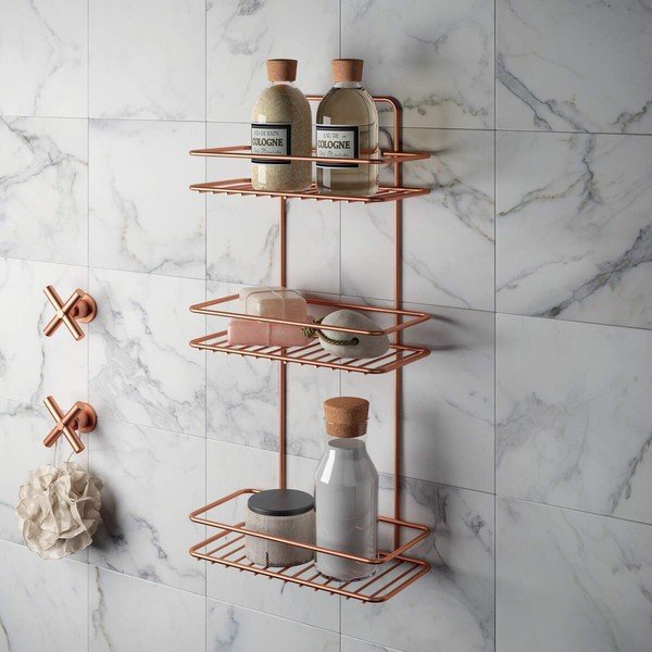 Kolme korrusega vannitoa riiul Copper - Metaltex-image-1