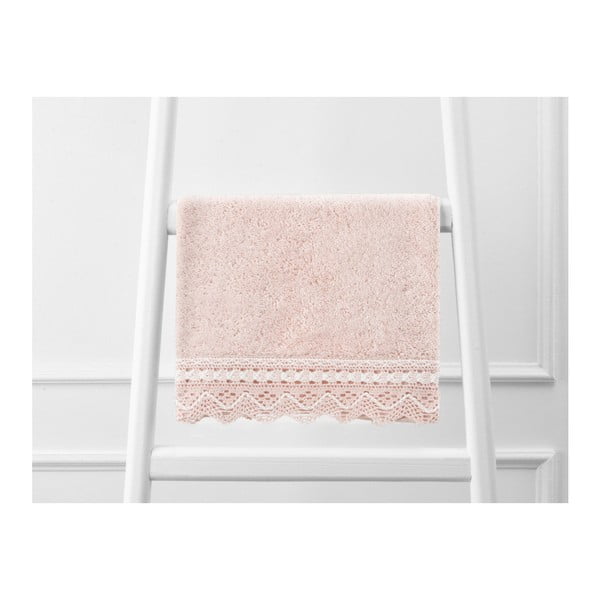 Pudrově růžový ručník z čisté bavlny, 30 x 46 cm