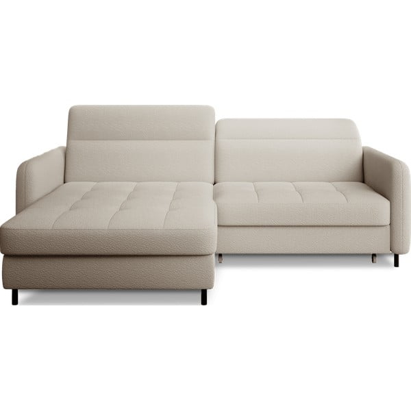 Beež bouclé-kangast lahtikäiv/sahtliga nurgadiivan (vasak nurk/lamamisosaga) Gomsi – ELTAP