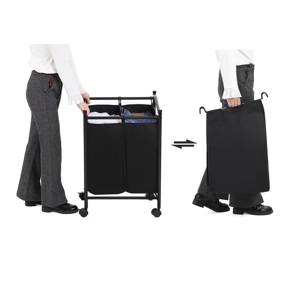 Must korv ratastega ja 2 pesu segmentidega - Songmics-image-3