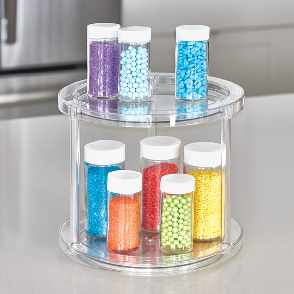 IDesign The Home Edit ümmargune pöörlev kahetasandiline konteinerite statiiv, ⌀ 24,1 cm - iDesign/The Home Edit-image-1