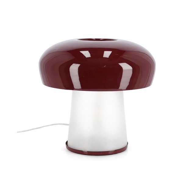 Burgundia värvi metallist laualamp klaasist varjuga (kõrgus 35 cm) Clevely - Bizzotto