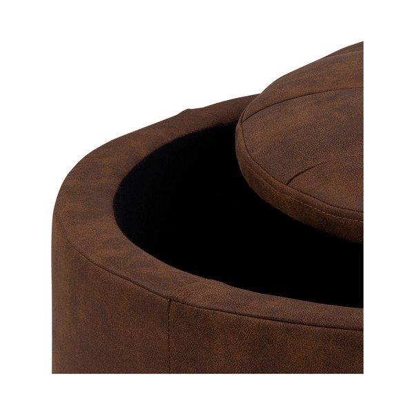 Konjaki pruun pouf kunstnahast , ⌀ 60 cm Retina - Actona-image-1