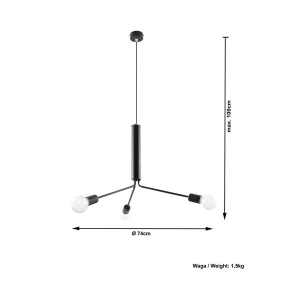 Černé stropní svítidlo Sollux Donato 3D-image-2
