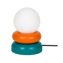 Täispuidust laualamp petrooleumi/oranži värvi klaasist varjundiga (kõrgus 24 cm) Otem - noo.ma