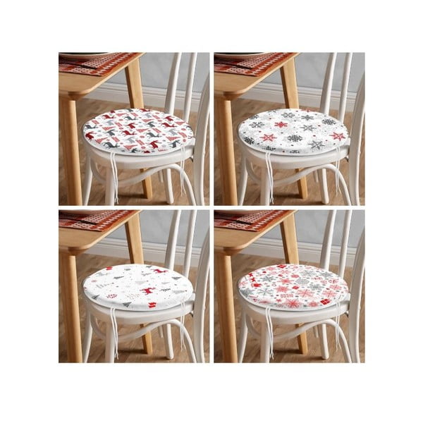 Jõulumotiiviga istmepadjad 4tk komplektis, ø 40 cm Snowflakes - Mila Home-image-4