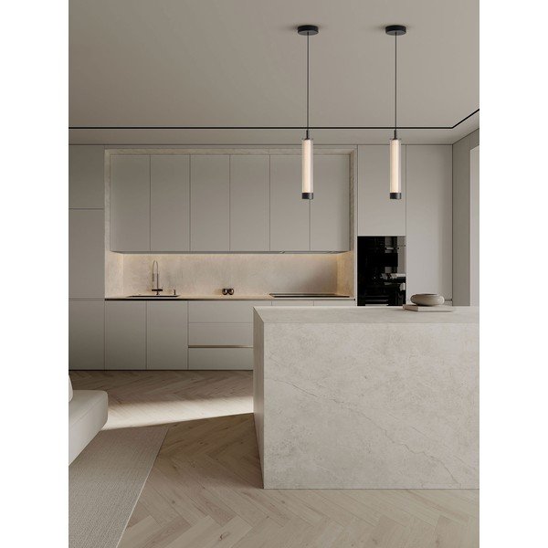 Mattmust alumiiniumist hämardatav LED-rippvalgusti klaasist varjuga, läbimõõduga 6,5 cm Glovia - Nova Luce-image-1