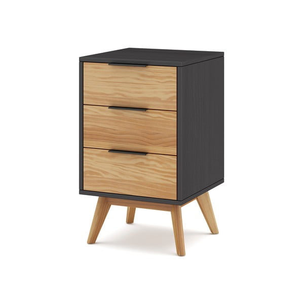 Naturaalset värvi männipuidust öökapp Lavis - Marckeric-image-3