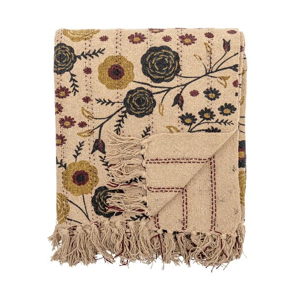 Taaskasutatud puuvillast pruun tekk 130x160 cm Eydis - Bloomingville-image-4